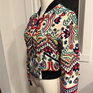 Alice + Olivia Multicolor Embroidered Jacket